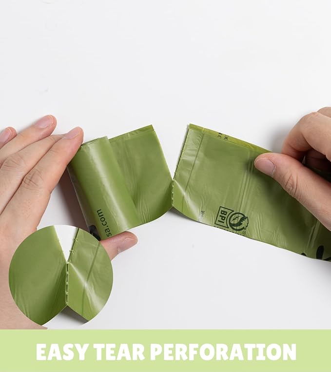 100% Certified Compostable Dog Waste Bags, 300 Count, ASTM D6400 Standard, OK Compost, 9 IN x 13IN, Unscented (20 Rolls, 15 Bags)