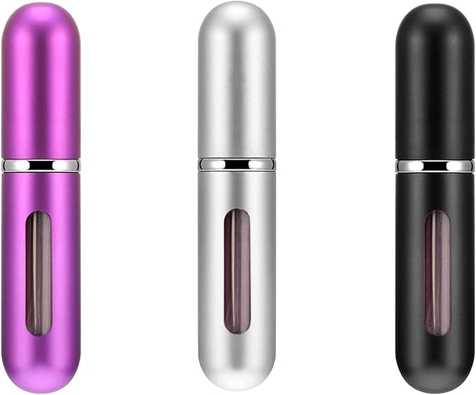 Portable Perfume Storage Bottle Refillable atomizer spray compact travel size up to 70 sprays easy refill fine mist TSA approved leak proof (Black)