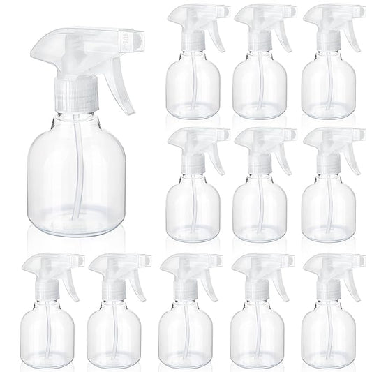 Jinei 24 Pcs 8 oz Empty Plastic Spray Bottle with Trigger Sprayers Pet Adjustable Head from Fine to Stream Refillable for Hair Plants Cooking Pets, No Leakage(Clear)