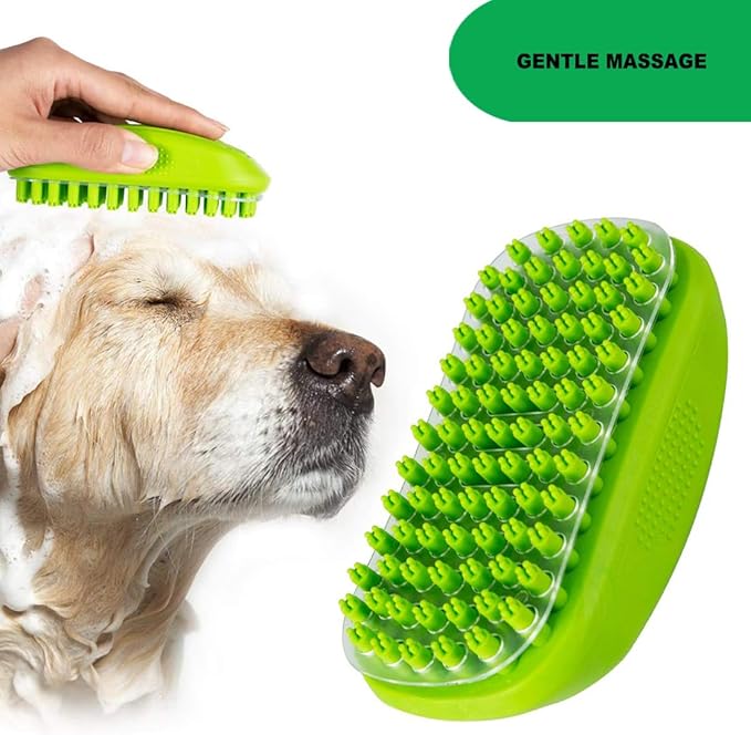 Rubber Curry Brush Dog with Removable Screen, Cat Grooming Massage Bath Brush, Soft Shampoo Scrubber Washing Scrub Comb with Silicone Bristles for Short & Long Hair Pets