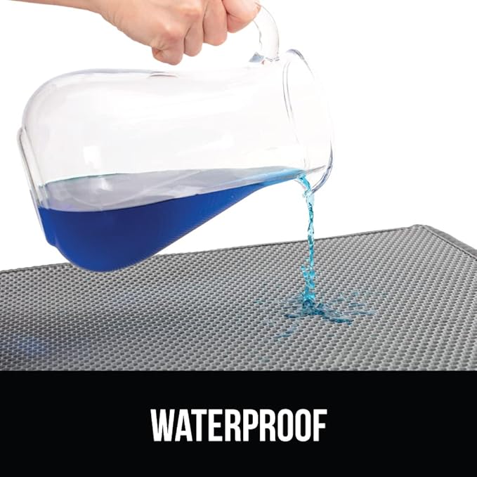 GORILLA GRIP Honeycomb Cat Litter Box Mat, Two Layer Trapping Waste Mats, Soft On Paws, Litter Box Supplies and Essentials for Indoor Cats, Traps Excess, Water Resistant for Floors, 24x15 Gray