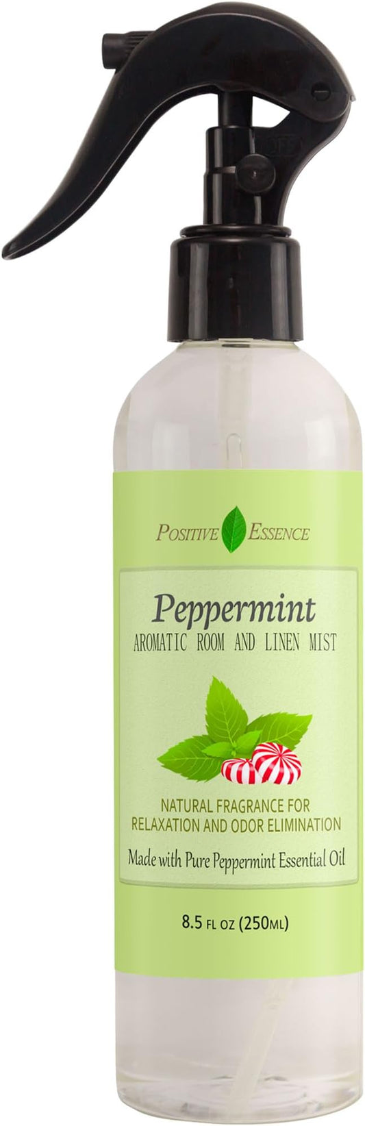 Peppermint Linen and Room Spray, Natural Aromatic Mist Made with Pure Peppermint Essential Oil, Perfect as a Bathroom Air Freshener Odor Eliminator (8.5 fl oz)