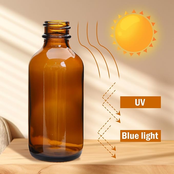 June Fox 2oz Glass Dropper Bottle, 80 Pack Amber Glass Bottles with Droppers and Black cap for Essential Oils, Lab Chemicals, Perfumes