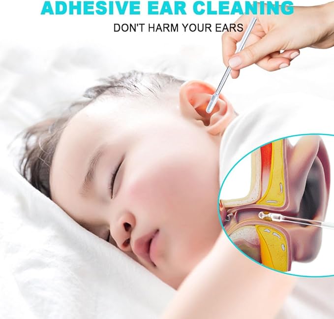Ear Wax Stick 24 Pcs 2025 New Reusable Sticky Soft Head Ear Swabs, Adhesive Ear Wax Removal Tools, Ear Cleaning Tools Ear Curette for Kids & Adults (Small)