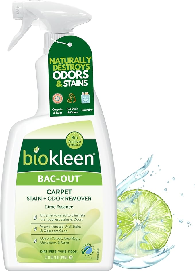 Biokleen Bac-Out Enzyme Stain Remover - 32 Ounce - Natural Foam Spray, Destroys Stains & Odors Safely, for Pet Stains, Laundry, Diapers, Wine, Carpets, Eco-Friendly, Non-Toxic, Plant-Based