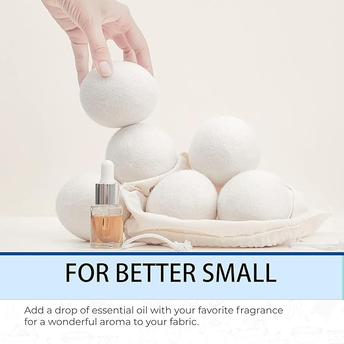 Wool Dryer Balls Laundry Reusable, Lint Remover Washing Balls Reusable Dryer Balls Pet Hair Dryer Ball Lint Remover for Laundry Pet Fur Remover for Laundry Bedding Clothes(Pack of 6)
