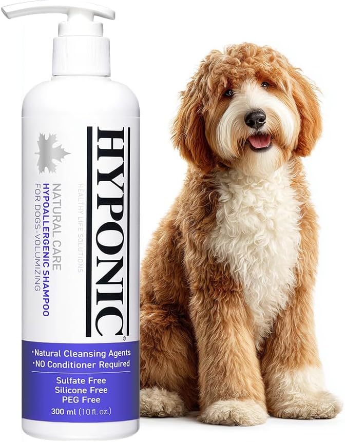 HYPONIC Hypoallergenic Premium Dog Shampoo (Volumizing, 10.1 oz) - Professional Dog Grooming Shampoo, Poodles, Bichons and/Dogs requiring Volume