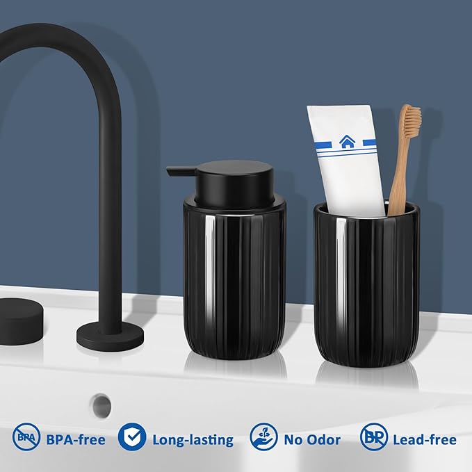 Soap Liquid Dispenser Ceramic with Easy-to-Press Pump Hand Liquid Dispenser (Can't Foam) for Shampoo Bathroom Countertop 13.5 oz