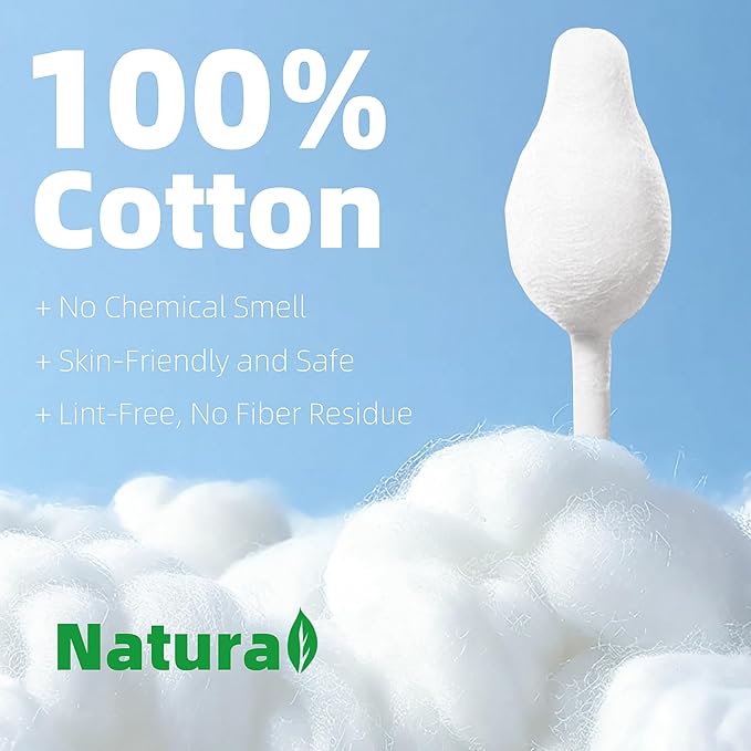 Pet Cotton Swabs, 55 Count｜Gourd-Shaped Tips｜Soft Cotton & Paper Stick｜Dog & Cat Ear Cleaner Swabs｜Safe Grooming Tool for Pets