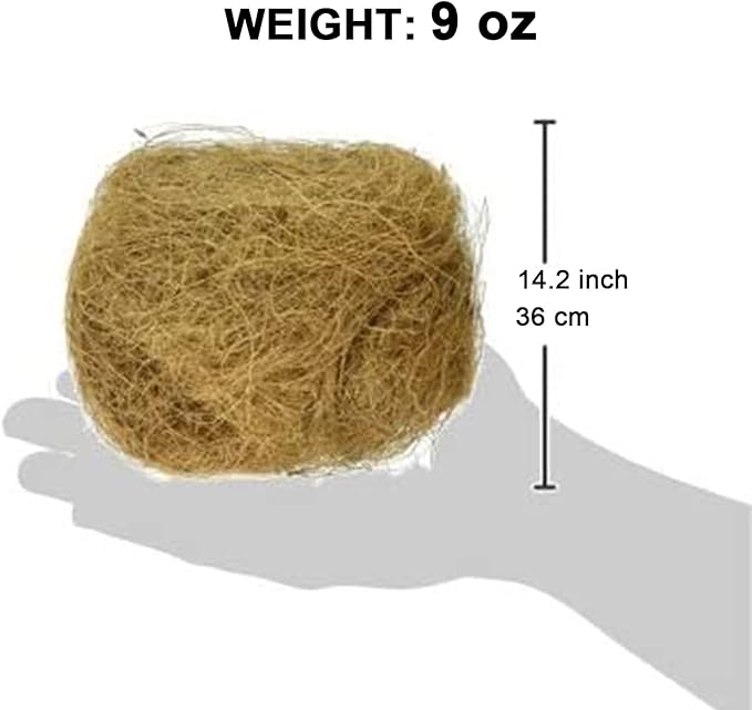 Coconut Fiber, 9oz. Comfortable Bedding for Small Birds and Animals, Nest Material for Nest Building, Hideouts, Plants and Upholstery