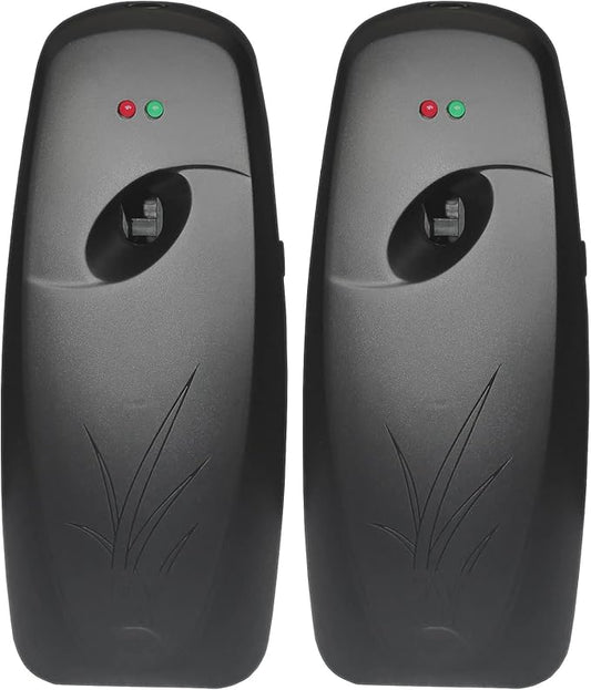 Automatic Air Freshener Spray Dispenser (2-Pack) ，Free Standing or Wall Mounted Automatic Aerosol Spray Dispenser Adjustable Aromatherapy Machines for Bedrooms, Bathrooms,Offices, Hotels (Black)