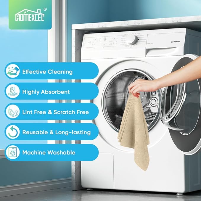 HOMEXCEL Brown Microfiber Cleaning Cloths 20 Pack, Highly Absorbent, Lint & Scratch-Free Cleaning Rags for House Kitchen, Microfiber Towels for Car 11.5 x 11.5 inch