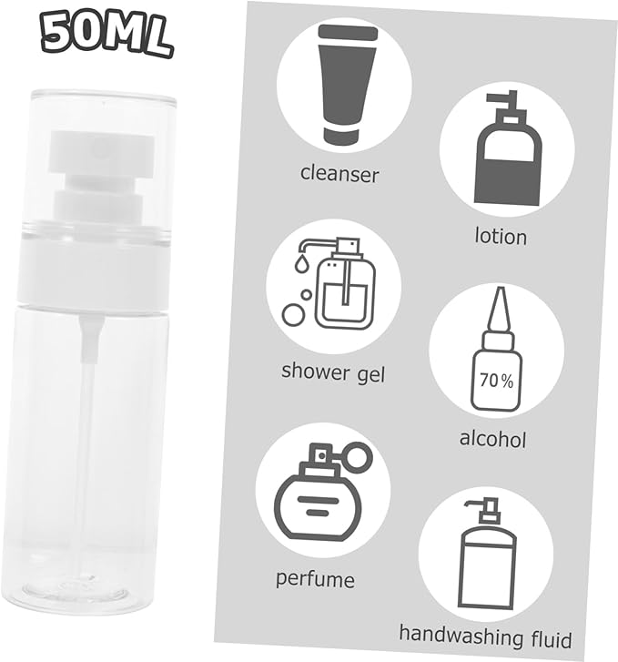 LIFKOME 5Pcs Small Travel Spray Bottles Portable Mist Atomizers for Face Hair Liquid Containers Leakproof Refillable Compact for Gym Vacation Party