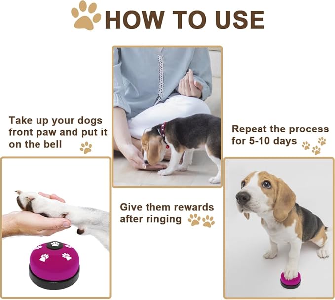 2 Pack Dog Bells, Puppy Potty Training Bell Dog Doorbell Potty Train Dog Bell for Potty Training Door Bells for Dogs to Ring to Go Outside Jingle Bells (Dark Purple)