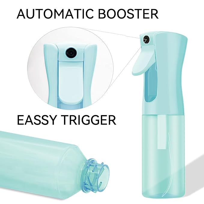 Continuous Mist Spray Bottle for Hair, Face & Plants (6.8oz/200ml) - Ultra Fine Travel-Size Water Mister for Salons, Cleaning, Pets & Skincare Leakproof Design