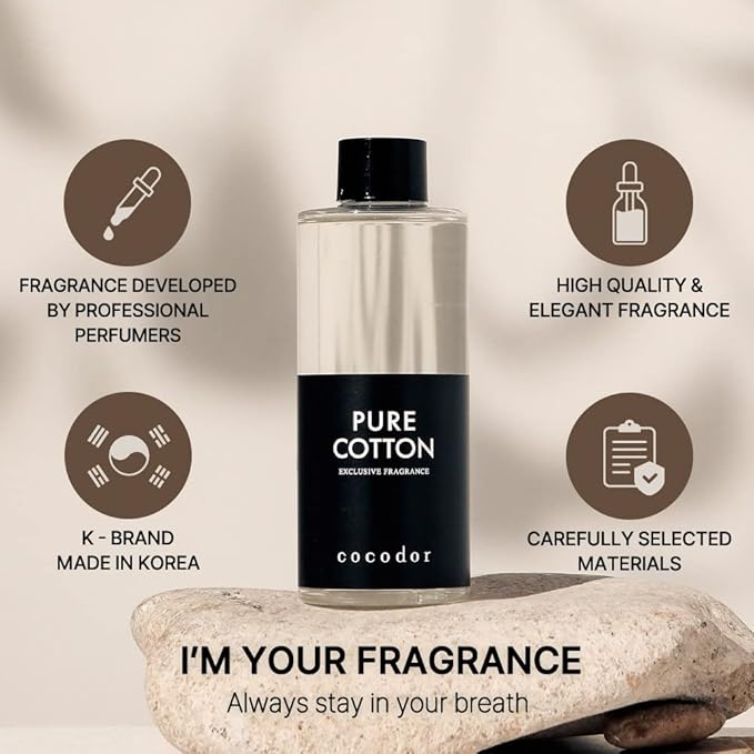 Cocod'or COCODOR Reed Diffuser Oil Refill/Clean Linen /200ml / 1 Pack/Aromatherapy, Home Fragrance, Scented Oils, Oils for Reed Diffuser, Bathroom Home Decor