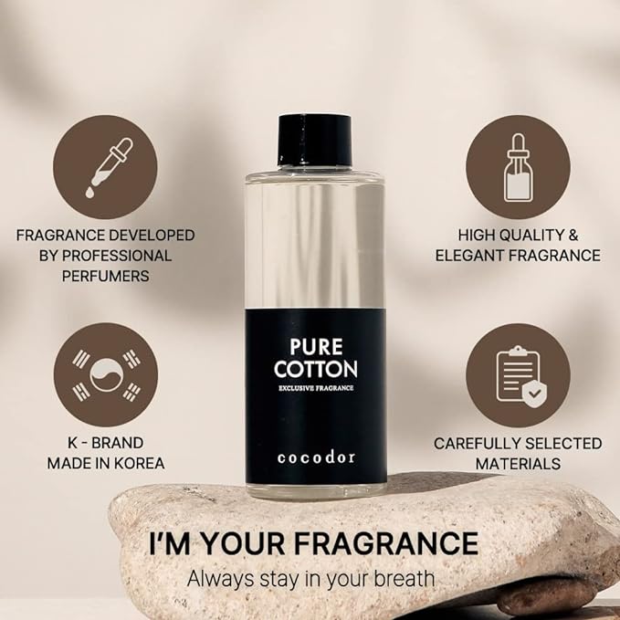 Cocod'or COCODOR Reed Diffuser Oil Refill/Cashmere Vanilla /200ml / 1 Pack/Aromatherapy, Home Fragrance, Scented Oils, Oils for Reed Diffuser, Bathroom Home Decor