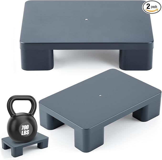 2 Pack Dunnage Rack, 19.69" Long x 15.75" Wide, 4.72" Height Plastic Dunnage Rack, 1000+ Pound Capacity Storage Commercial Food Service Storage in Restaurant Kitchens Shop, Gray