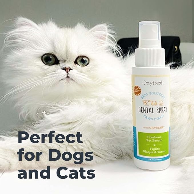 Oxyfresh Advanced Cat & Dog Breath Spray – Instant Pet Breath Freshener: Easy No Brushing Teeth Cleaning Solution – Fight Plaque, Keep Teeth & Gums Healthy