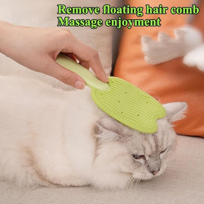 Cat Brush for Shedding Dog Brush Hair Cleaning Comb Bath Massage Tool for Shedding & Grooming, Remove Loose Hair, Cat Shape, Silicone Bristles (Purple)