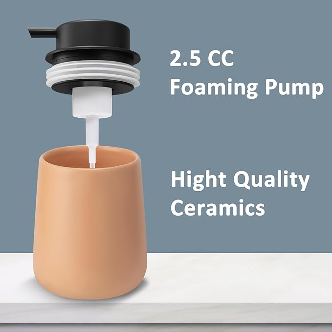 Soap Foaming Dispenser Ceramic with Easy-to-Press Pump Hand Foam Dispenser for Shampoo Bathroom Kitchen 12 oz