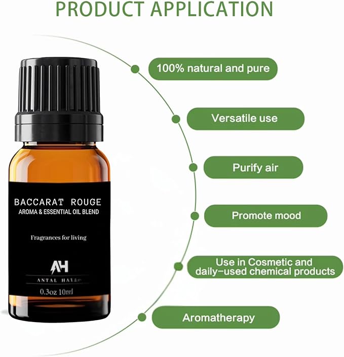 Hotel Diffuser Oil Inspired by The Baccarat Hotel Scent 10 mL - Home Luxury Scents - Luxury Hotel Scent Diffuser Oil with Saffron and Jasmine - Baccarat Rouge 540 Scent Glass Bottle with Dropper