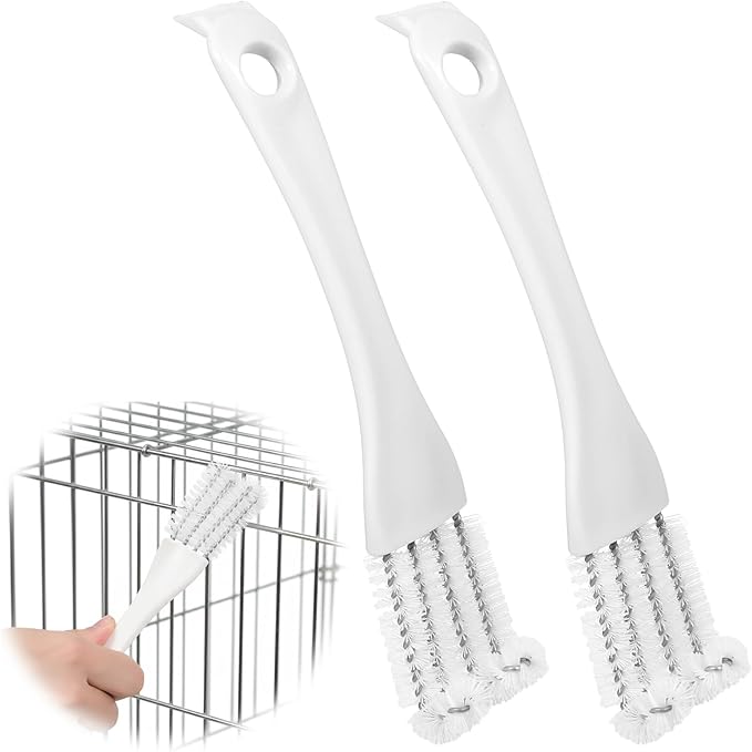 2Pcs Bird Cage Cleaner with Handle & Shovel Birds Cages Cleaners with Front and Back Brush 2-in-1 Bird Cage Cleaner Brush Scoop Durable Cages Cleaning Tool for Kennel Parrot Perch Cleaning