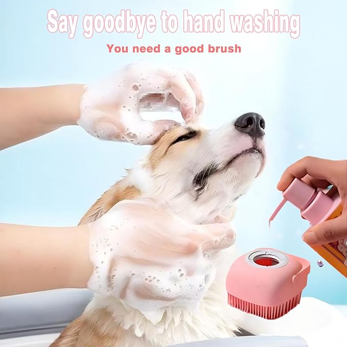 Pets Bath Brush | Scrubber for Bath | Dog Shampoo Brush | Dog Washing/Shower Brush, Suitable for Short/Long Haired Dogs, (pink) (Pink)