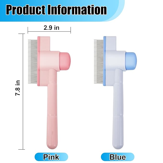 2PCS Flea Comb for Cats & Dogs – Magic Self-Cleaning Cat Grooming Brush with Stainless Steel Teeth, Cat Combs for Fleas and Ticks, Indoor Pets, Fine Tooth Comb for Kittens