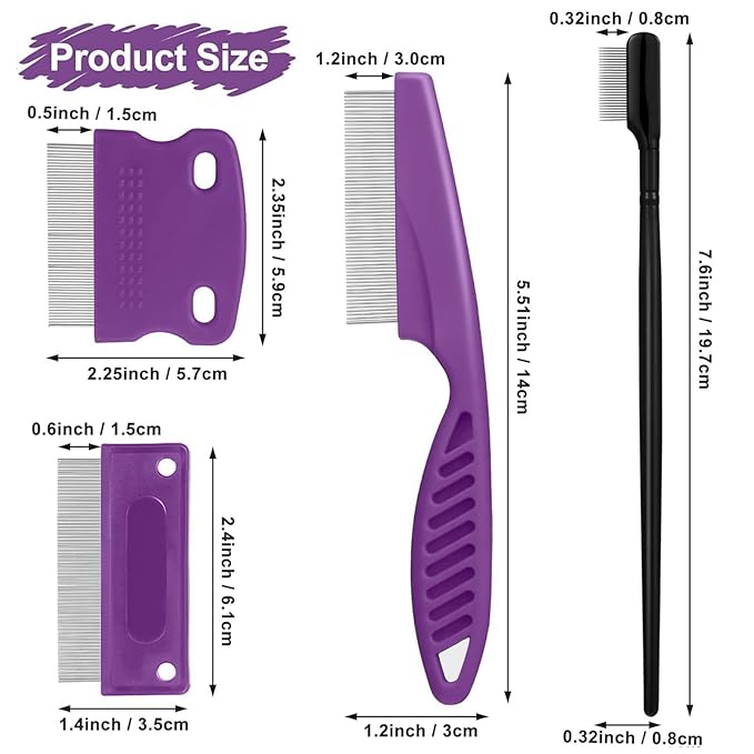 5 Pieces Dog Eye Combs Tear Stain Remover Combs Pet Grooming Comb for Small Dogs Gently Removing Eye Mucus and Crust (Purple, Black)