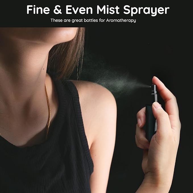 Segbeauty Refillable Perfume Bottles, Set of 10 Glass Mini Perfume Atomizer with Lid, 10ML Travel Small Toiletries Sample Bottle Fine Mist Sprayer, Square Pump Dispensing Containers Perfume Making Kit