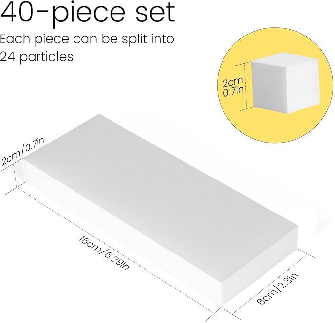 TRENDBOX Melamine Sponges Magic Cleaning Sponges Melamine Foam for Dishes Eraser Sponges for Kitchen (White, 6.3x2.4x0.7 Inch (Pack of 40))