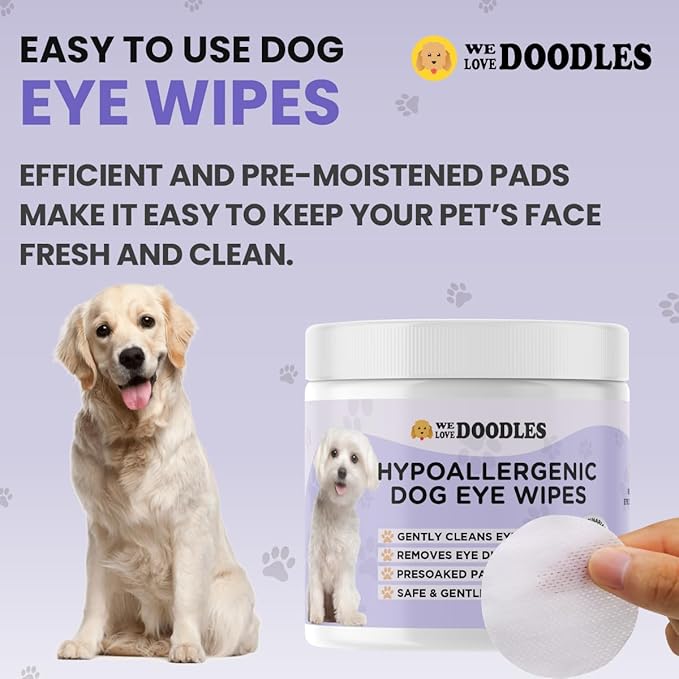 We Love Doodles Dog Eye Wipes & Metal Dog Comb Bundle - Pre-Soaked Eye Wipes for Dogs, Tear Stain Remover for Dogs, Pet Eye Wipes, Dog Eye Cleaner, Dematting Comb for Dogs, Dematting Comb for Dogs