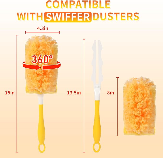30 Pack Dusters Refill Compatible with Swiffer Dusters for Cleaning, with 1 Handle, Multisurface 360° Dusters with 4X Microfibers, Disposable Heavy Duty Duster Refills, Helps Remove Allergens