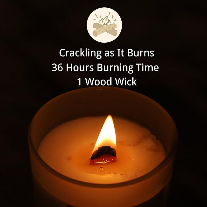 BlackBerry Bay Scented Candle Set,Wood Wick Crackling Candles,Soy Wax Jar Candle Clean Burning 36 Hours,Xmas Candles Table Decorations,Cedarwood Grapefruit Scent Vegan Candle for Fall