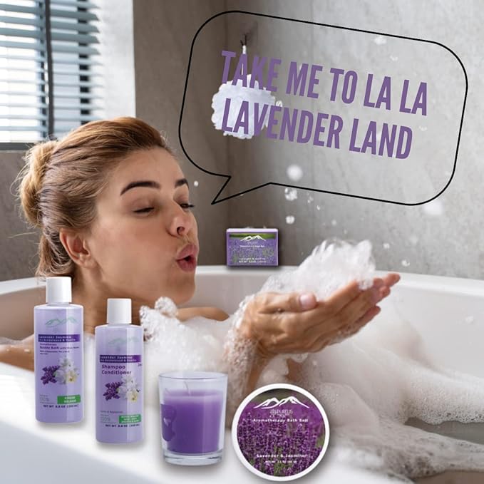 Gift Baskets for Women. Relaxing Lavender Bath Gifts for Her Spa Basket is Filled with All Natural Spa Goodies! Sulfate & Paraben Free. Spa Gifts for Women.