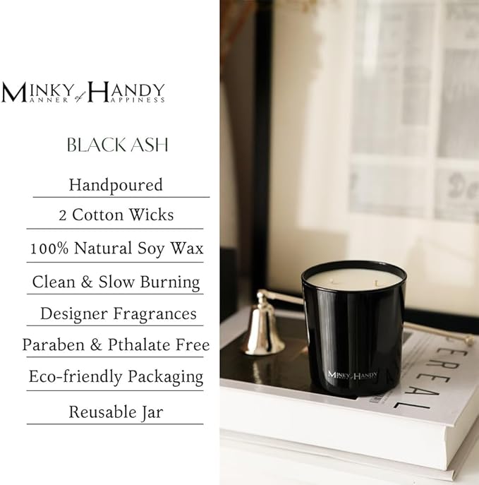 Highly Scented Soy Candles - Tobacco Oud Sandalwood Cedar - Large 2 Wick Black Jar Candle - Clean Burn - Gifts for Men and Women - 10oz