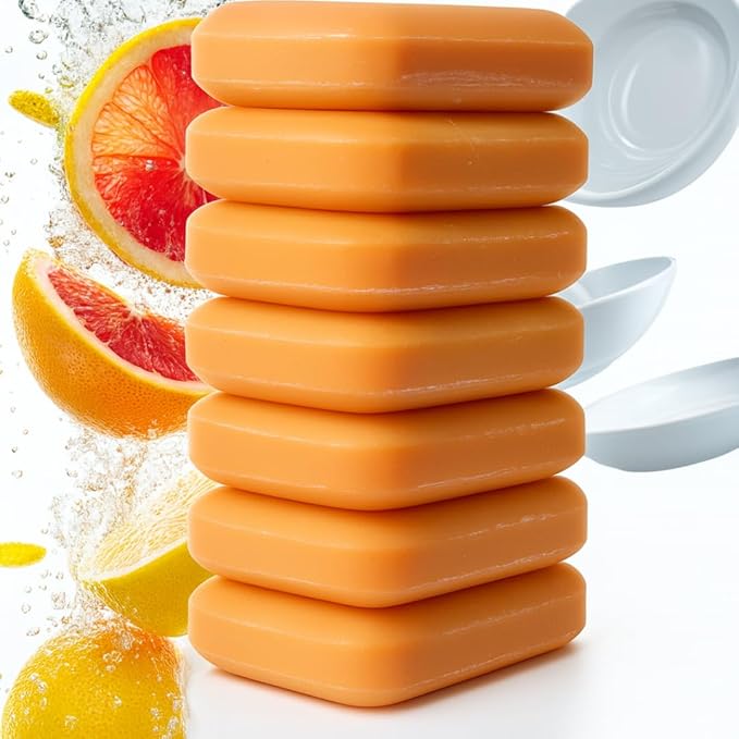 KELEBS 7 Big Dish Soap Bars | Citrus Essential Oil Formula | Natural Ingredients | Skin-Safe | Non-Toxic | Plastic-Free Packaging | Value Pack