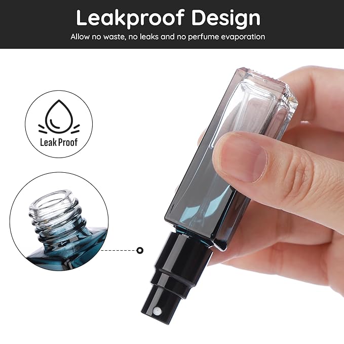 Segbeauty Perfume Travel Refillable, 10 Packs Glass Perfume Bottles for Toiletries, 10ML Mini Pocket Perfume Dispensing Bottle Atomizer Fine Mist Sprayer Set with 2 Extra Pump, Funnel and Dropper