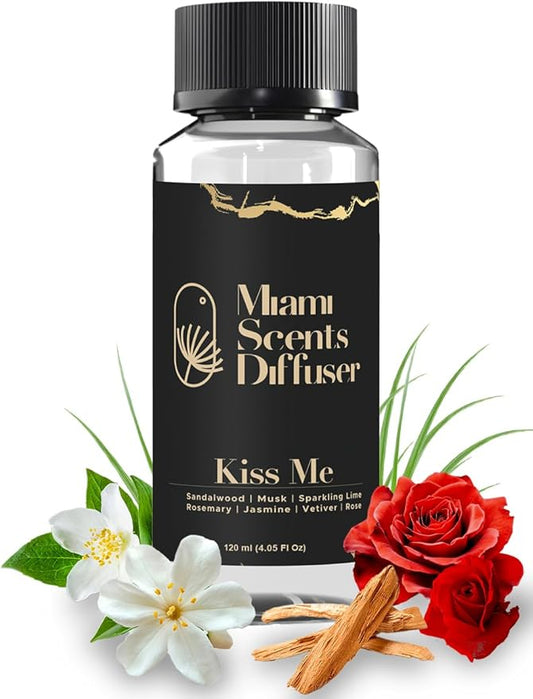 Kiss Me Scent Inspired by Bellagio Hotel 4 FlOz - 120 ml Essential Oils Aroma for Home Office Diffuser Luxury Fragance Refill Aromatherapy Fresh Blend of Jasmine, Rose, Musk Rosemary and Sandalwood.