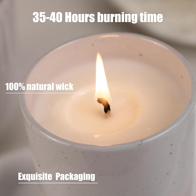 Scented Candle, 8oz Soy Candles, Red Rose Scented White Candles for Women & Men, Long-Lasting Aromatherapy Jar Candle Wax for Home, Bathroom, Non Toxic Candle Gift (Ceramic Cup 18)