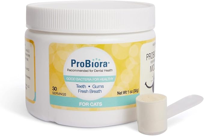Probiora for Cats | Oral Care Probiotic Supplement | Pet Probiotics to Reduce Bad Breath | Cat Nutritional Supplement for Dental Health | 30 Servings (Jar) (30 Serving (Pack of 1), Jar)