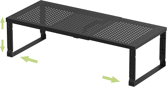 Adjustable Expanable Stackable Spice Rack Shelf Pantry Storage Organizer for Kitchen Cabinet,Countertop,Bathroom and More.Space is no Longer Limited(1Pack/Black/Medium)