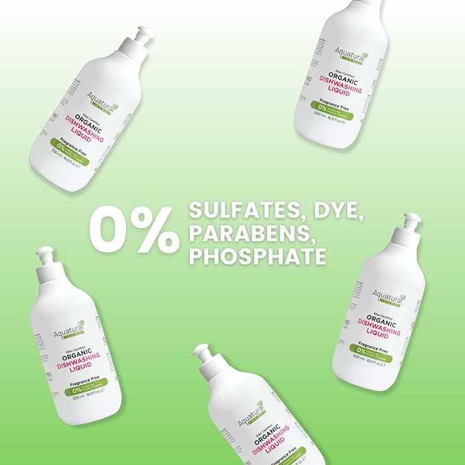 Organic Dishwashing Liquid - Natural Dish Washing Liquids Cleaner - Kitchen Unscented Dish Soap Liquid - Gentle Dishwash for Sensitive Skin - Plant-Based & Fragrance Free (16.9 fl oz)