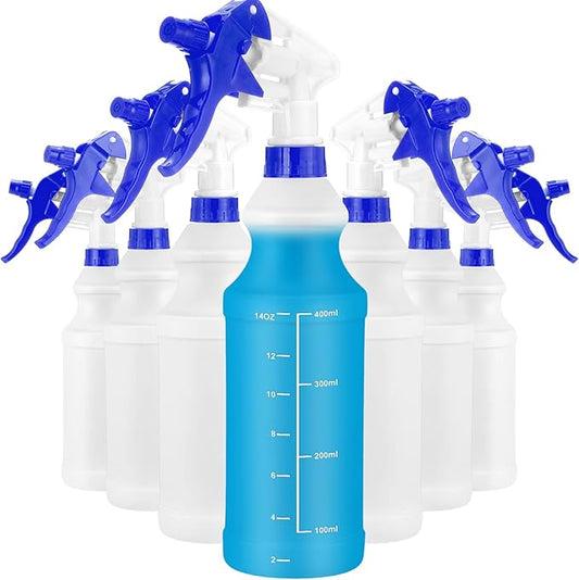 10 Pack Spray Bottles 16 oz Empty Water Spray Bottles for Cleaning Heavy Duty Refillable Squirt ‌Container with Measurements Adjustable Nozzle for Household(Blue)
