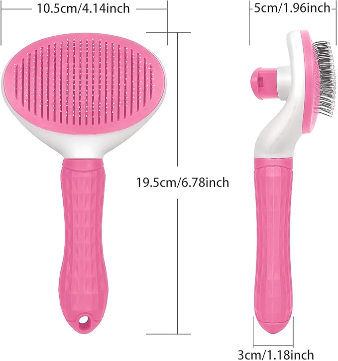 Dog & Cat Brush, Soft Self Cleaning Slicker Brush, Skin-Friendly Upgraded Dog Brush for Shedding, Massaging, and Grooming – Perfect for Long & Short Coats (Pink)