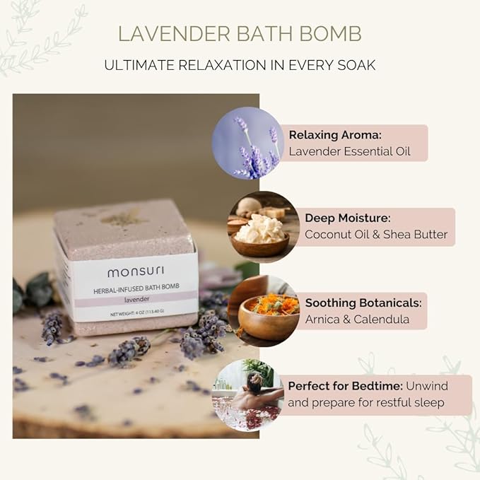 Muscle Relaxing Spa Gift Set for Women | Bath & Body Care Package with Natural Body Oil, Balm, Bath Bomb. Relaxation Self Care Package for Sore Muscles.