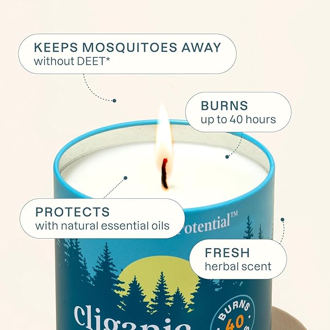 Cliganic Natural Mosquito Repellent Candle (Large 22oz, Pack of 2) | Citronella, DEET Free, Essential Oil Infused for Outdoor, Camping | Burns 40 Hours