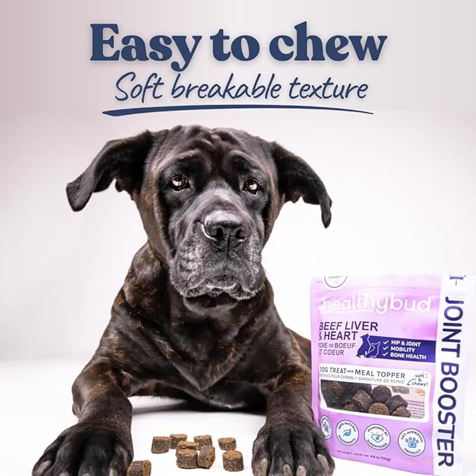 healthybud Hip and Joint Dog Treats - Glucosamine Soft Beef Liver Bites for Senior Dogs, Arthritis Support 4.6oz