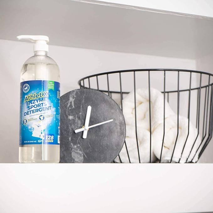 AthletX Amazing Active Wear Sports Detergent (128 Loads) - Powerful Natural Enzymes Eliminate Stain & Odors Making Laundry Athletic Wear Fresh & Clean- USA Made - (32oz Bottle)